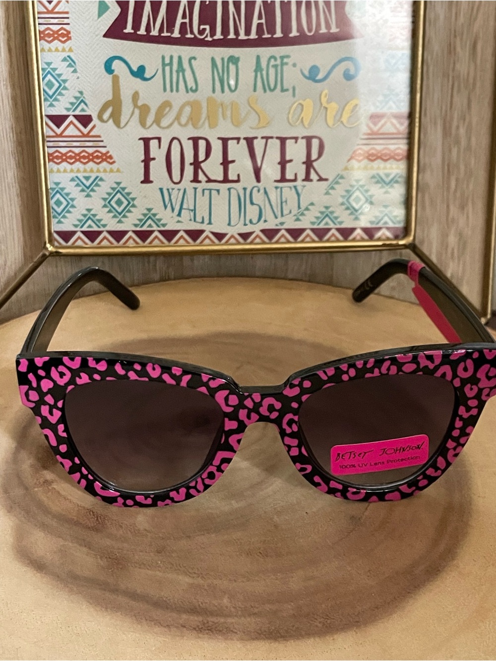 Betsey Johnson Party In The Front Pink Leopard Print Cat Eye sunglasses